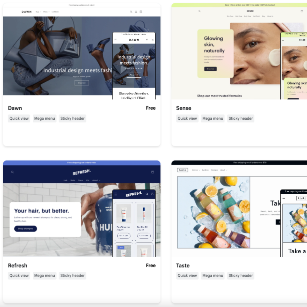 temaer til sin webshop